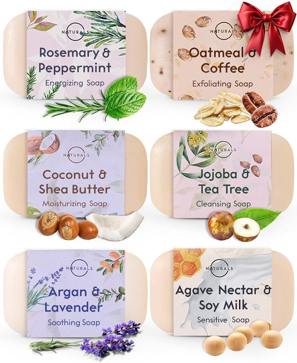 O Naturals 6 Piece Moisturising Natural Soap Bar Collection 100