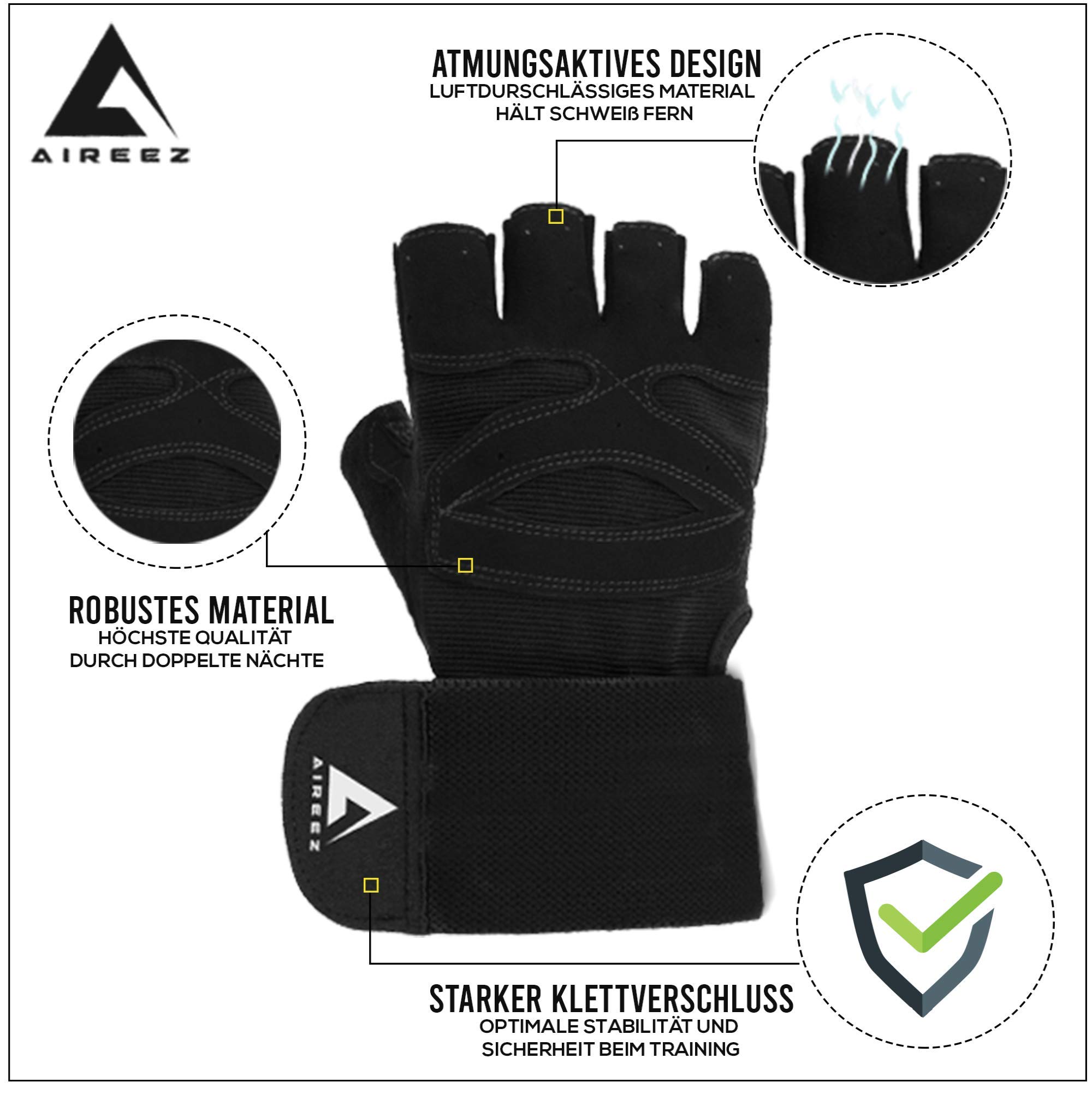 Aireez 2-in-1 Fitnesshandschuhe Mit Handgelenkbandage – Rutschfester Griff Für Damen & Herren, Inkl. Tasche Aireez 2-in-1 Fitnesshandschuhe Mit Handgelenkbandage – Rutschfester Griff Für Damen & Herren, Inkl. Tasche