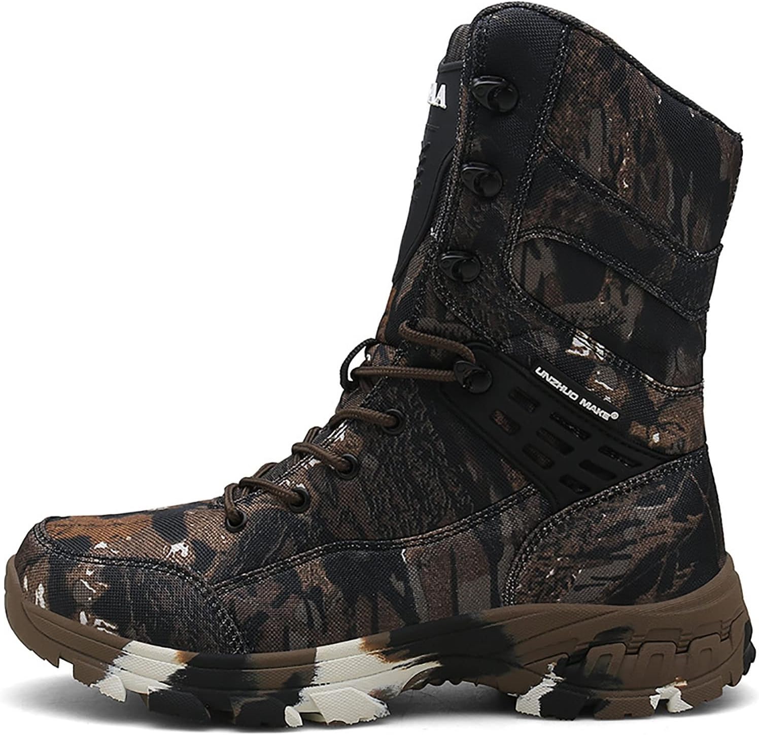 CLSQLXYJZC Men's Outdoor Desert Tactical Boots, Waterproof Durable Camouflage Oxford Cloth Military Shoes, with Zipper Rubber Cushioning Outsole Hiking Shoes