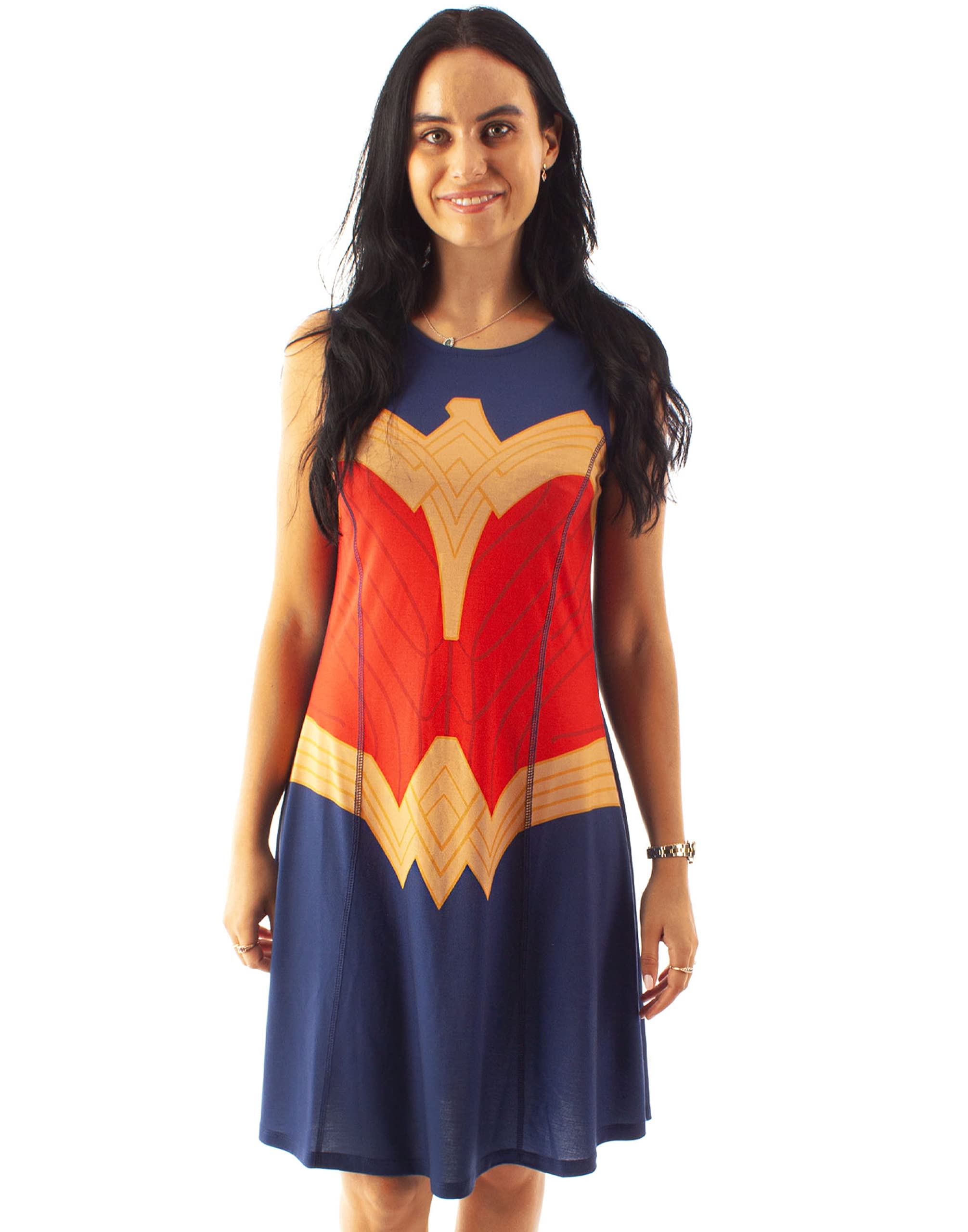 Dc Comics (Large) Sleeveless Skater Dress (Womens Blue)