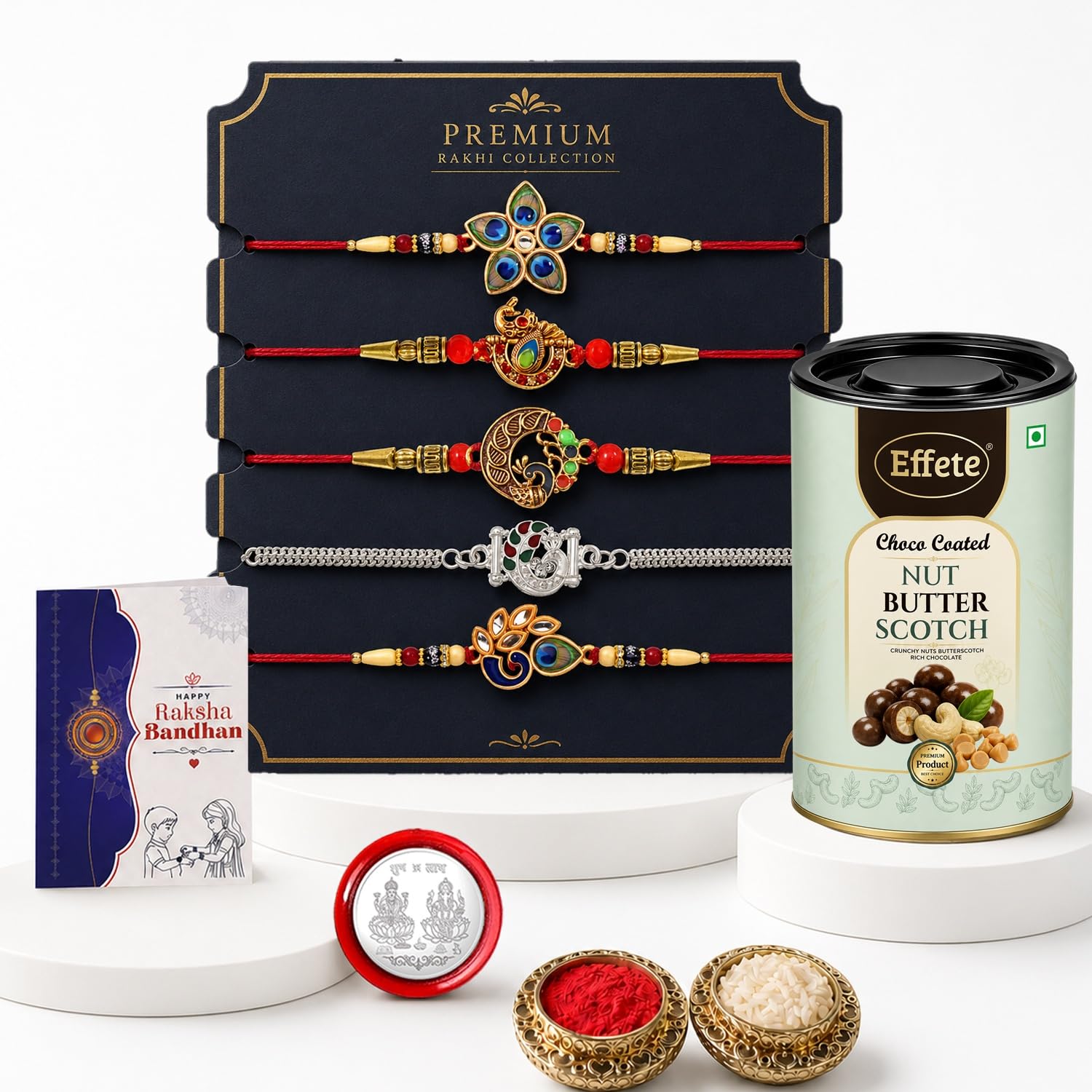 DeoDap Unisex Adult Rakhi For Brother Set Of 5, Rakhi Combo With Effete Chocolate Blue Berry-picture-11