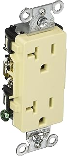 Hubbell DR20AL Deco Receptacle, Common Ground, 20 amp 125V, 5-20R, Almond