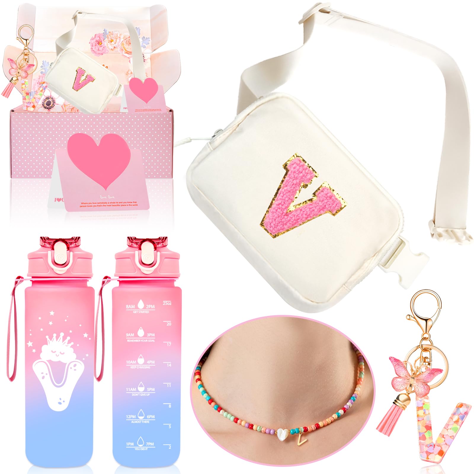 Personalized Fanny Pack for Girls, Gift Sets for Teen Girl, Birthday Gifts for 4 5 6 7 8 9 10 11 12 13 Year Old Girls, Initial Crossbody Bag Belt Bag