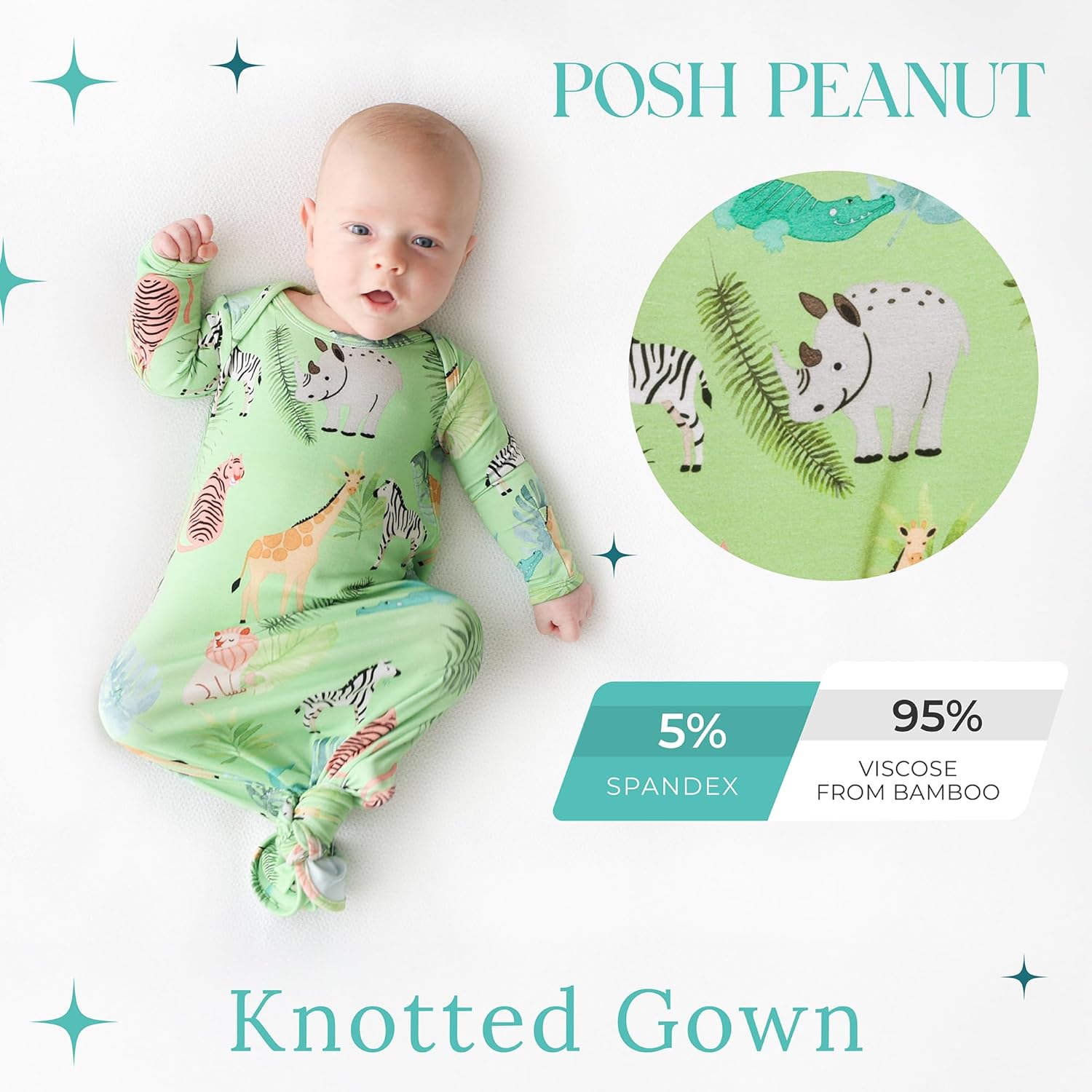Posh Peanut Knotted Newborn Gown - Newborn Gowns For Girls 0-3 Months - Image 2