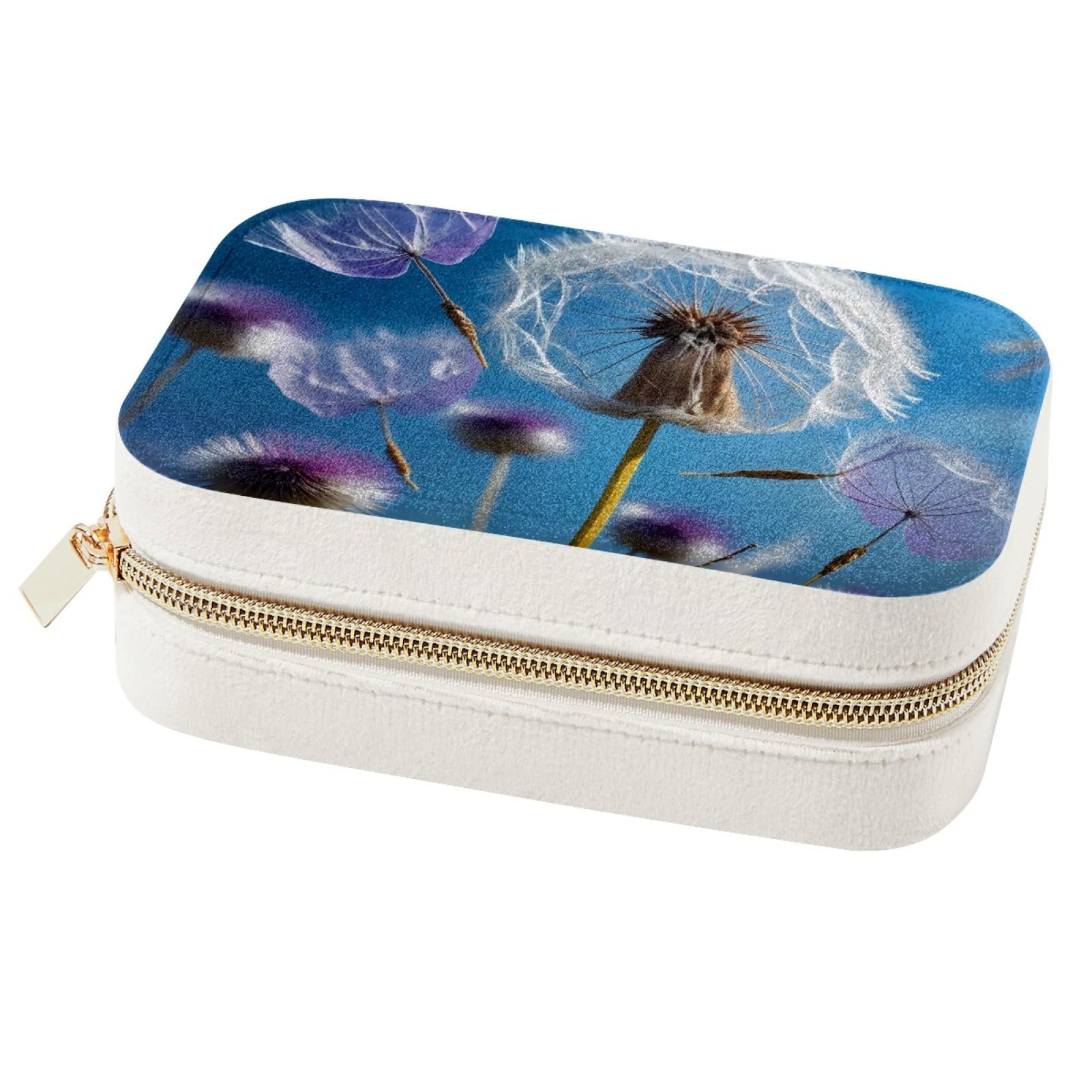 Boîte à bijoux portable en simili cuir avec miroir et compartiments