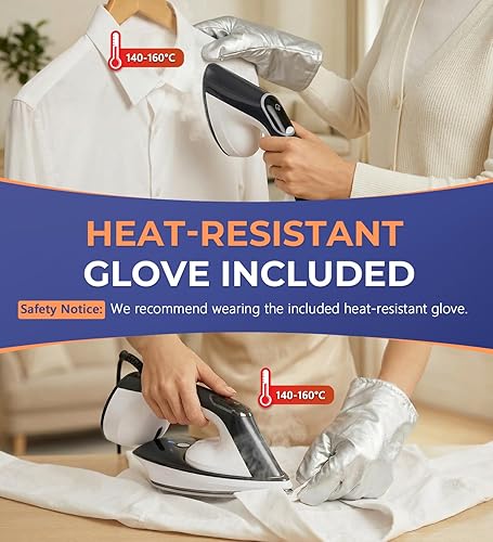 Miniatura 6 de Vaporizador para ropa, vaporizador y plancha 2 en 1 de 1600 W con placa de cerámica grande, potente vapor turbo, control inteligente de temperatura,