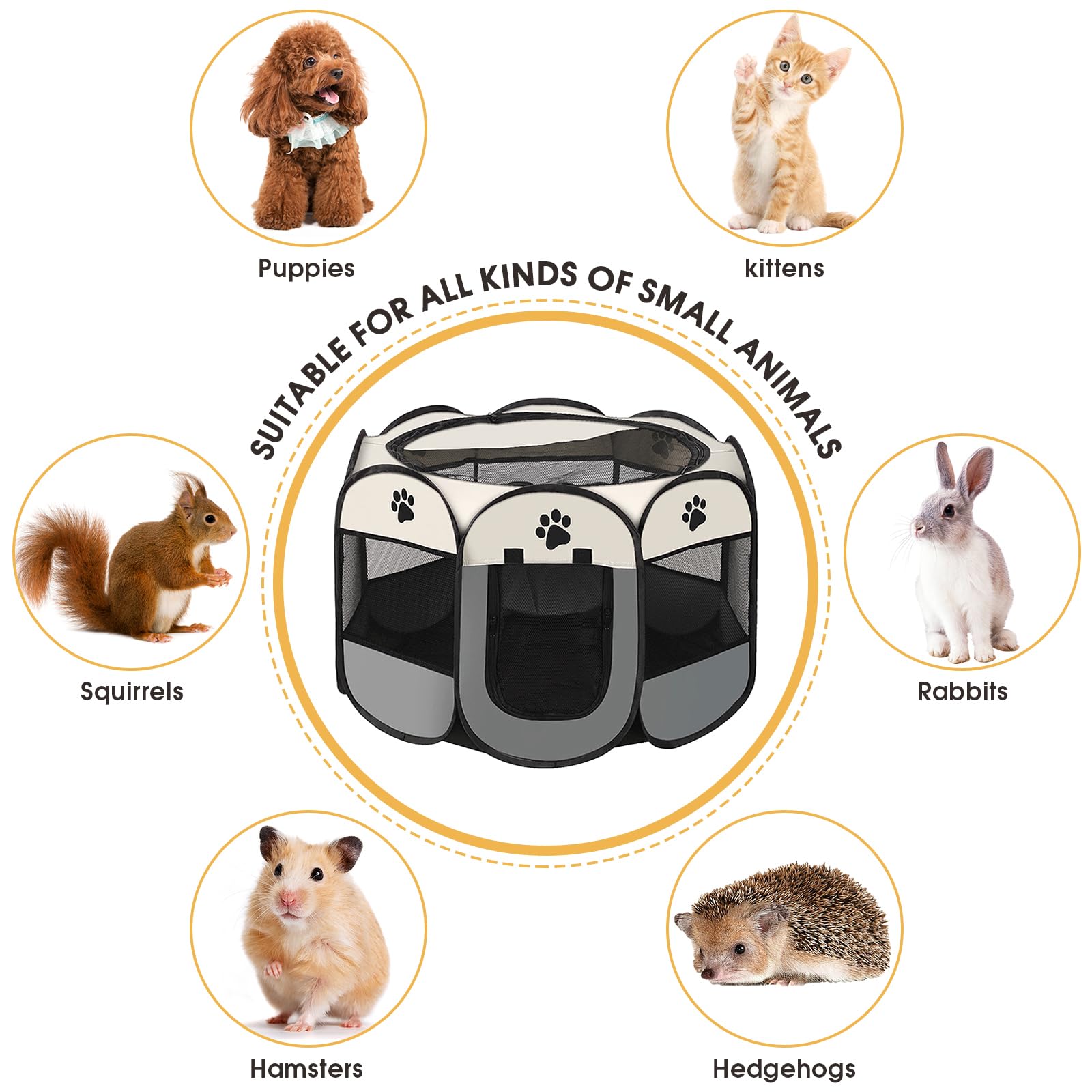 Welpenauslauf Faltbare Hundebox für Zuhause Welpenlaufstall 74x74x43cm Katzengehege für Drinnen Outdoor Hundekäfig Hundezelt Freilaufgehege Kaninchen Laufstall Katze Hund Katzen Zelt Kleintiergehege