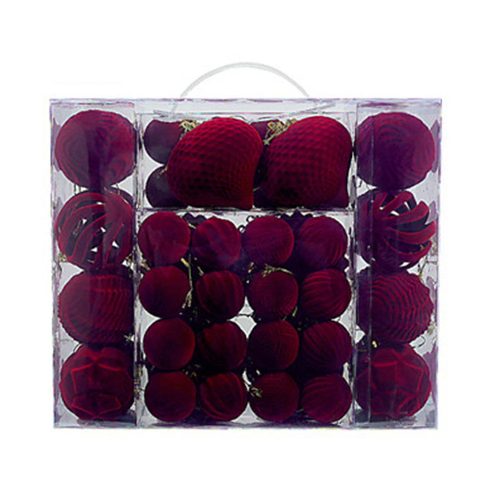 48Pcs Shatterproof Christmas Baubles Velvety Ball Hanging Ornament Tree Decoration for Wreath Mantels Window Ornaments Set