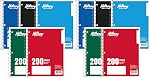 Hilroy 1-Subject Un carnet de bobines, 8" x 10.5" Taille de la feuille, large règle, 3-Hole Coupé, 200 Pages/100 Feuilles, 1 Carnet de notes, Couvertures de couleurs assorties, Couleur Mai Varie (13224)