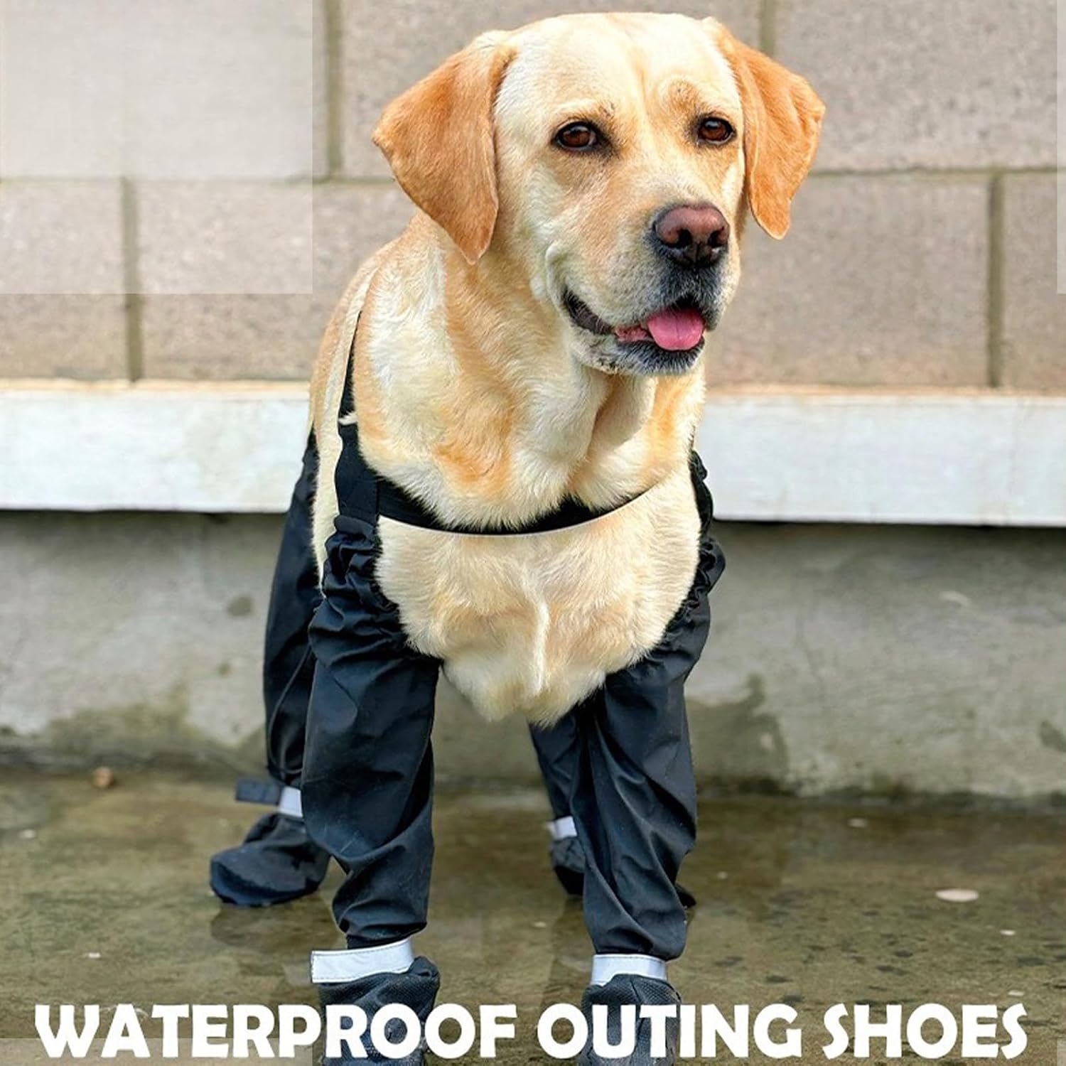 ordinarYone Regulable Elastics Dog Shoe with Reflective Belt Antislip Dog Shoe Pet Paws Protectors For Outdoor Protecting