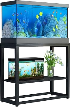 Aquarium Stand, 20-30 Gallon 500lb Aquarium Stand Metal Frame with Adjustable Storage Shelf, 31.5"L x 15.6"W x 31.5"H Reptile Cameterarium Stand