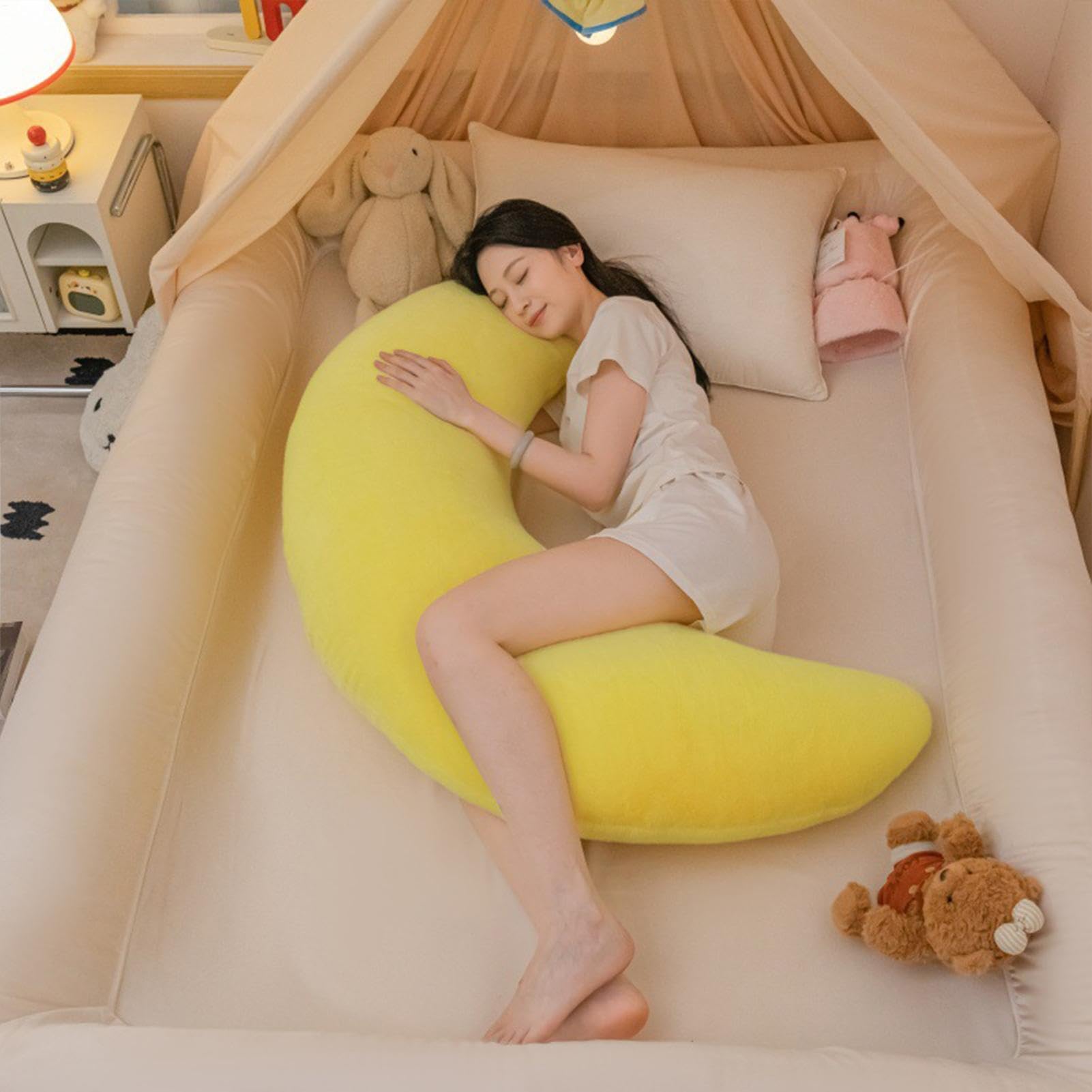 Seitenschläferkissen, Körperkissen 180cm, Halbmondform Ergonomisch | Stützt Rücken, Bauch Und Beine Für Tiefen Schlaf Für Seitenschläfer, Schwangere,Nickerchens Auf Sofa Oder Bett,Bezug Waschbar