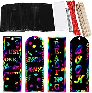 Supla 36 Set 2 Style Magic Scratch Rainbow Bookmarks Making Kit for Kids Students Party Favor Scratch Paper DIY Bookmarks Bulk with Scratching Tools Satin Ribbons for Classroom Activities