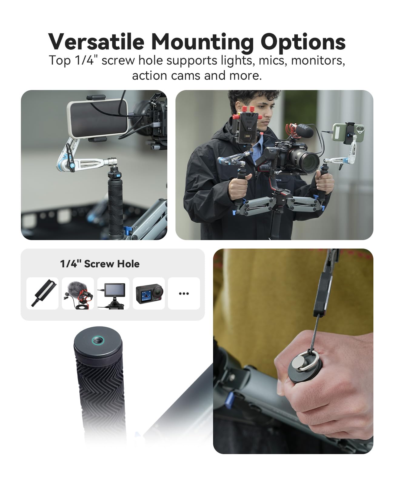 ARES-SE Z Axis Gimbal Dual Handle Grip mit NATO-Schienen, 30% bessere Dämpfung, kompatibel für DJI RS5/RS 4 /RS 4 Pro/RS 3 / RS 3 Pro/RS 2 / RSC 2, 2–5 kg Traglast für stabile Videoaufnahmen