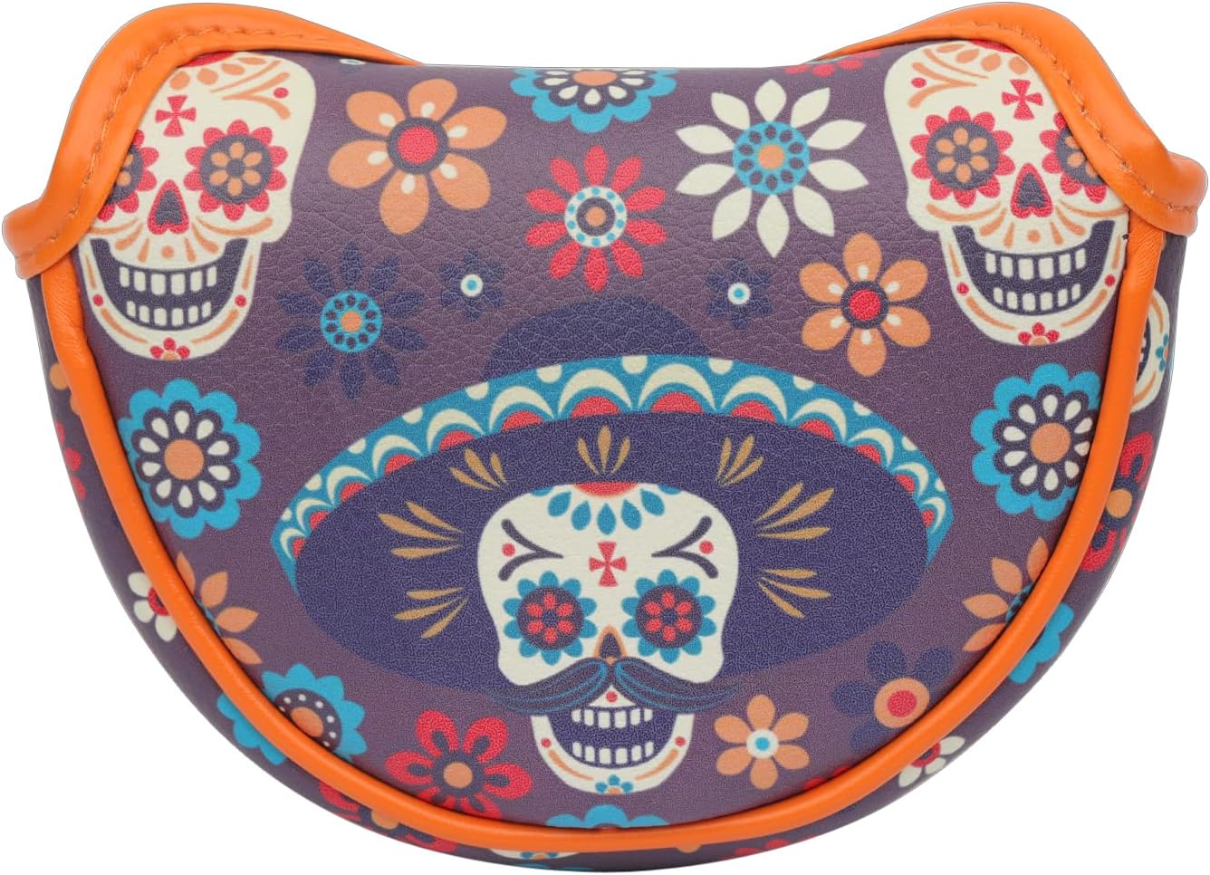Golf Mid-Mallet Headcover with Sugar Skull Design for Golf Putter Head Cover