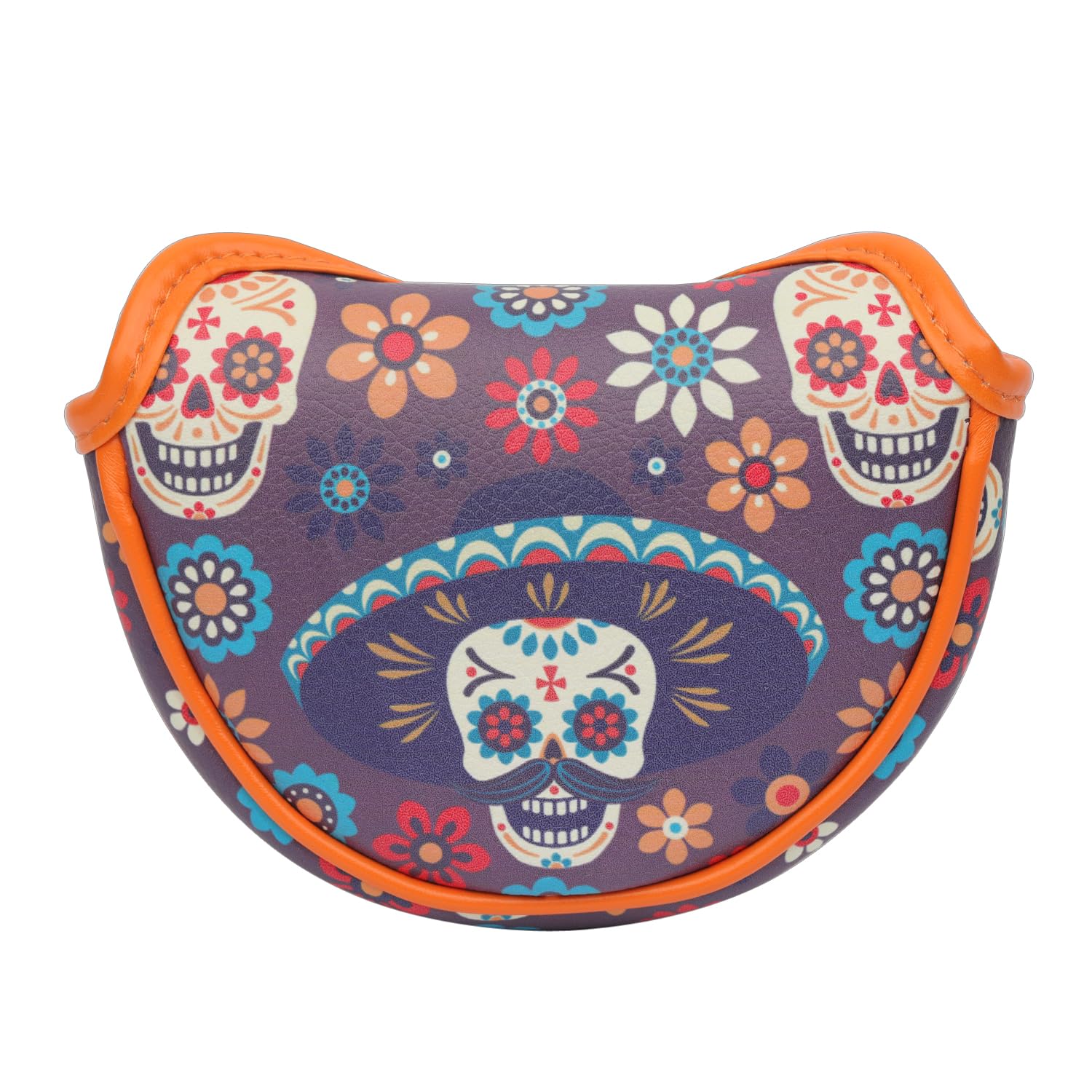 SHABIER Golf Mid-Mallet Headcover with Sugar Skull Design for Golf Putter Head Cover