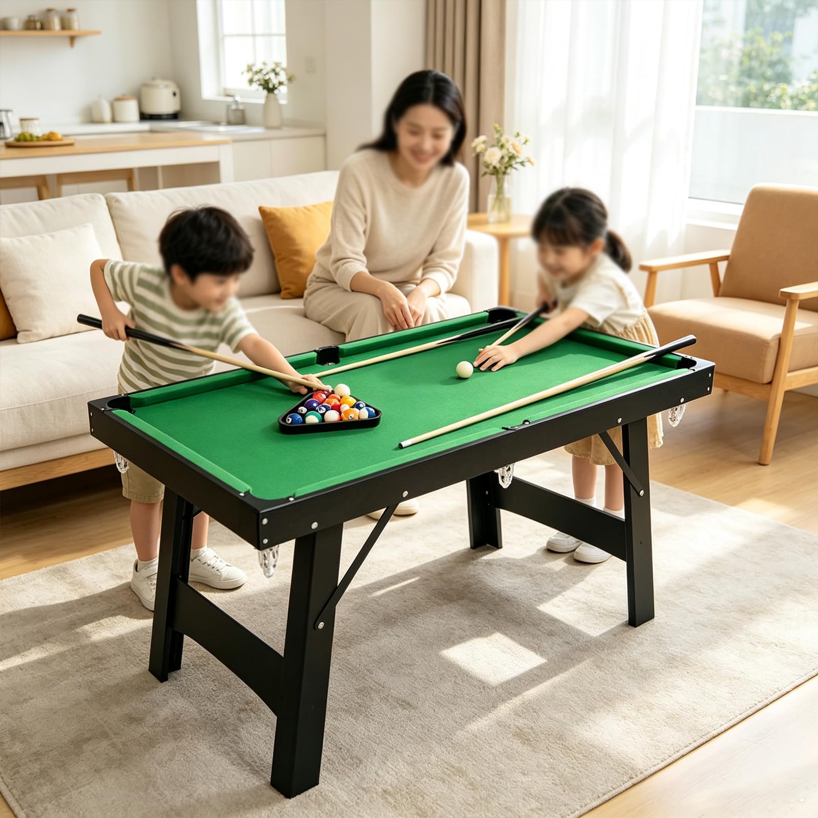 Table de Billard,Kit de Billard Pliable et Portable Montage Simple