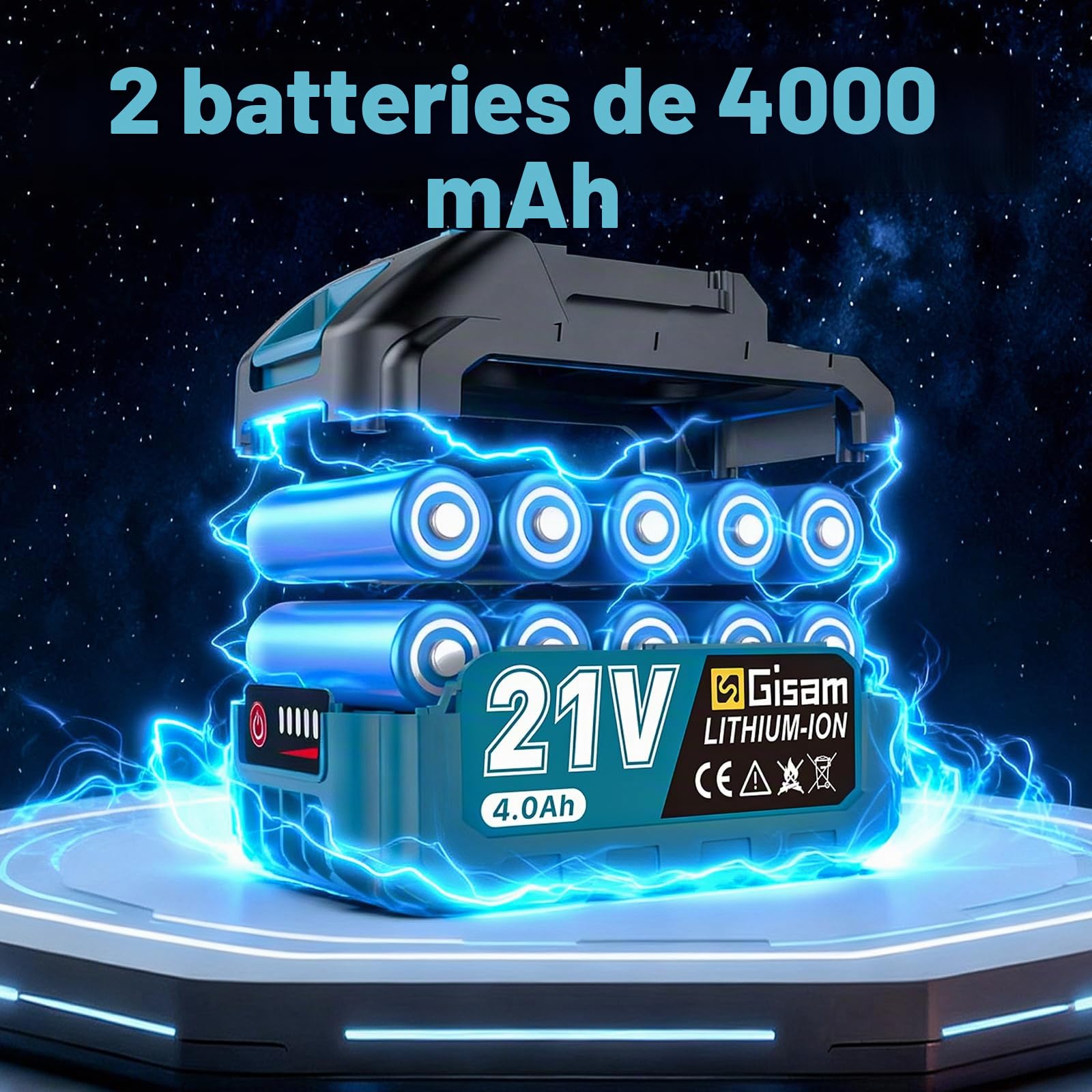 Souffleur de feuilles sans fil, moteur brushless avec 2x4.0Ah batteries, souffleur de feuilles, débit d'air 800m³/h, transmission à variation continue, 3 buses, 0,82 kg léger pour le jardin, les