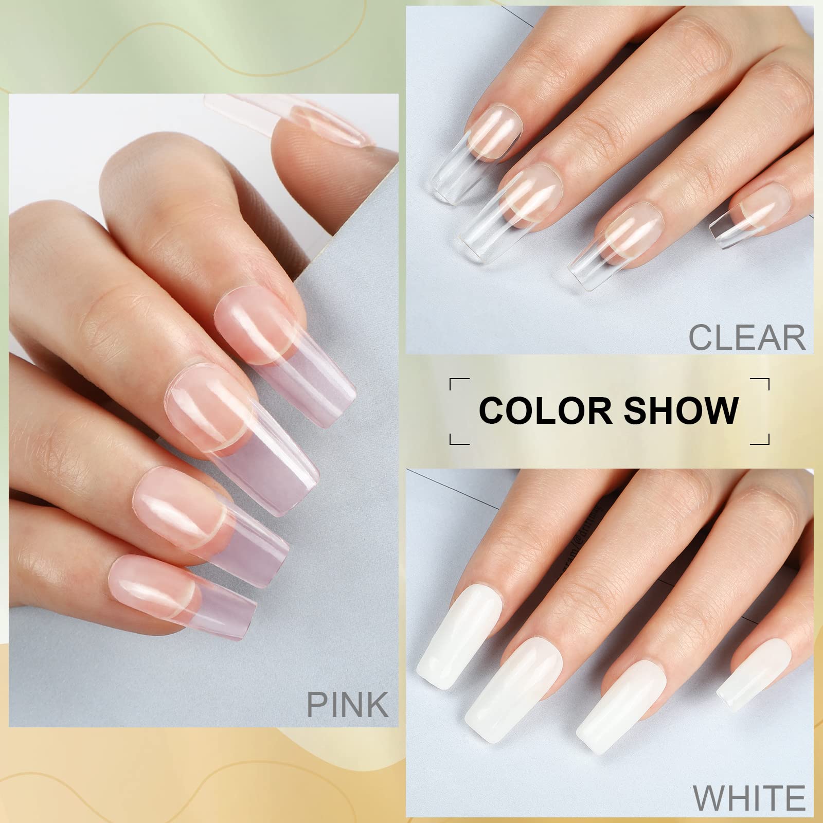 COSCELIA UV/LED Gel do Budowy Paznokci, 6 szt. Różowy Biały Przezroczysty Gel do Przedłużania Paznokci oraz Gel Modelowania, Chroniący Złamane Paznokcie, Zestaw do Naprawy Manicure