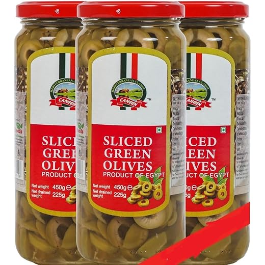 CANEEN Sliced Green Olives 450gm Pack of 3