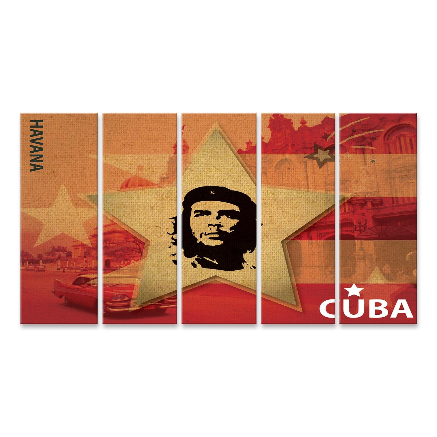 islandburner Poster artistico su tela Che Guevara Cuba stile retrò, 160 x 80 cm