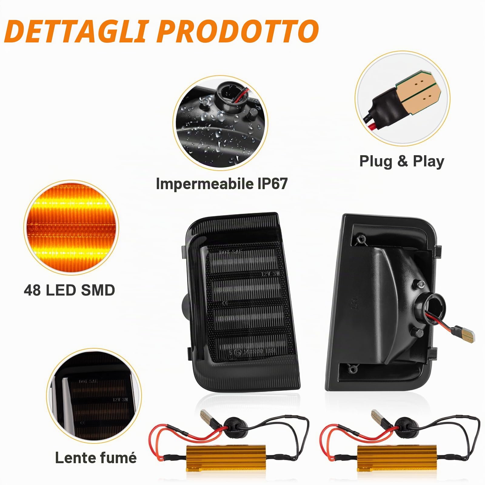 POPMOTORZ Led Indicatori di Direzione Specchietti, 2 Pezzi Frecce LED Specchietto 2835 SMD Nero con Canbus Senza Errori per Boxer Fi-at Ducato Ram Promaster C-itroen Jumper Relay