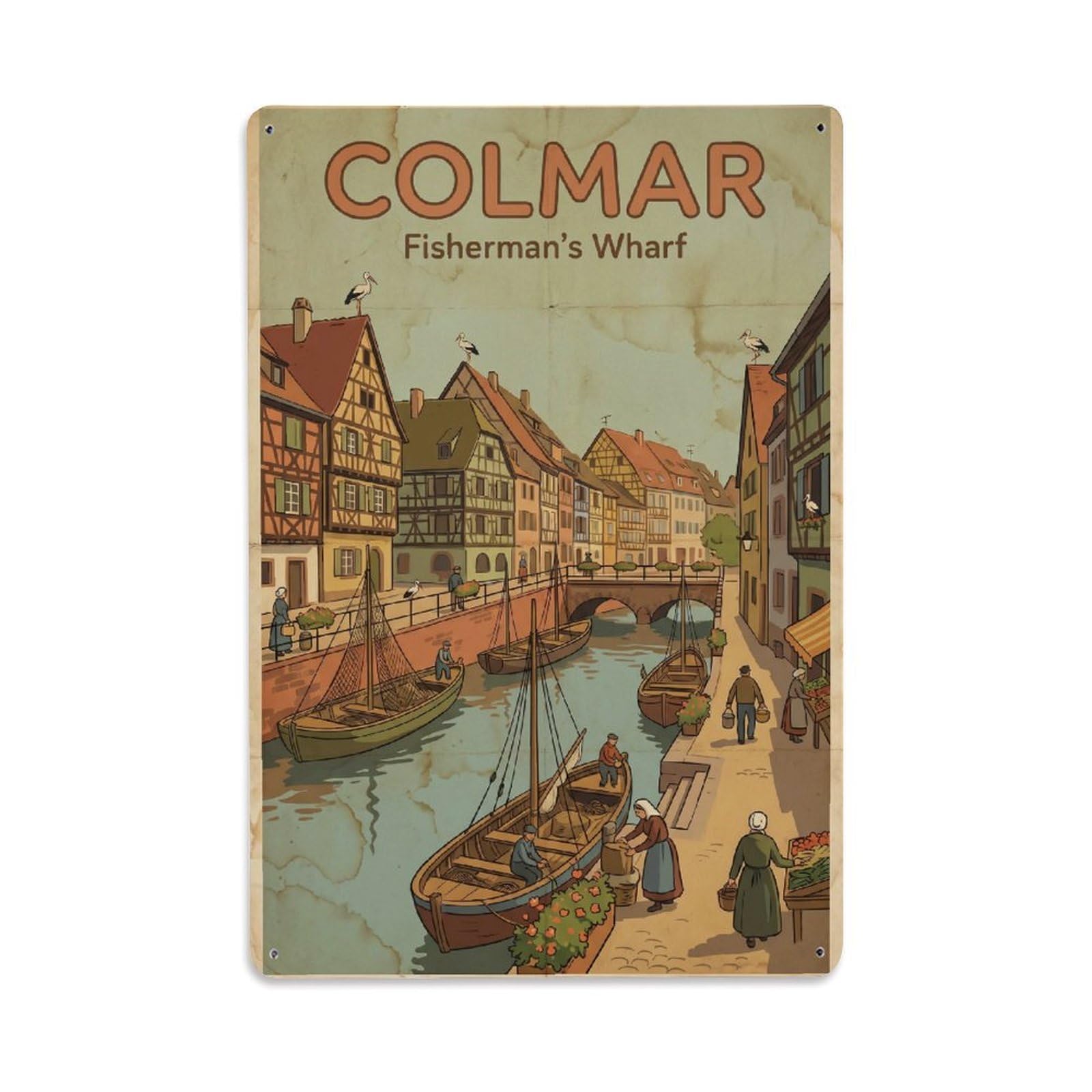 Gead 8X12inch Style Vintage Travel France Wharf Metal Tin Sign