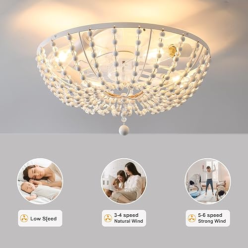 Miniatura 6 de Bektas Ventilador de techo pequeño de montaje empotrado, ventilador de techo bohemio enjaulado con control remoto