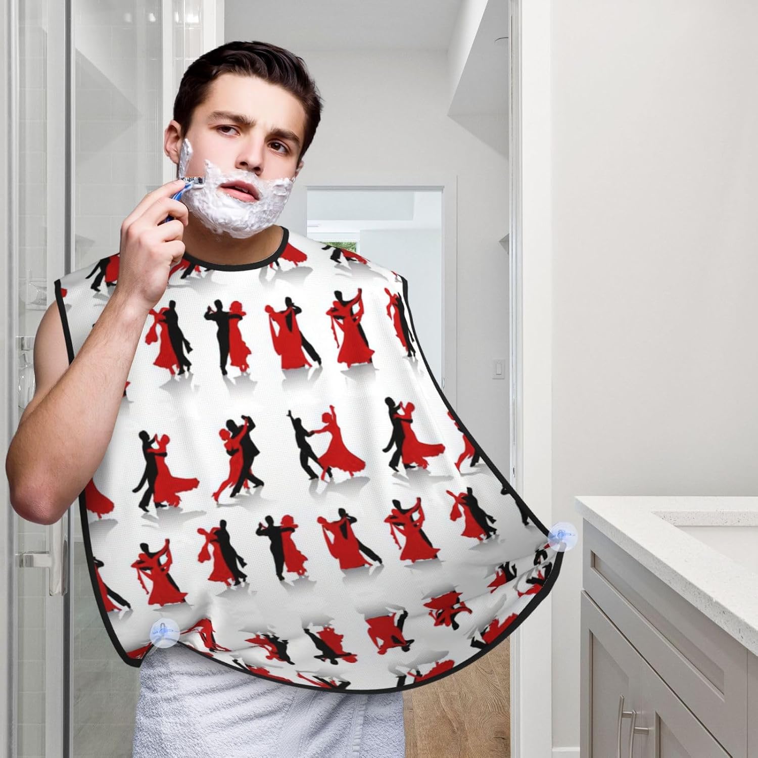 Ballroom Dance Print Beard Bib Apron, Shaving Apron For Dad, Men'S Hair Catcher For Shaving Best Gifts For Dad
