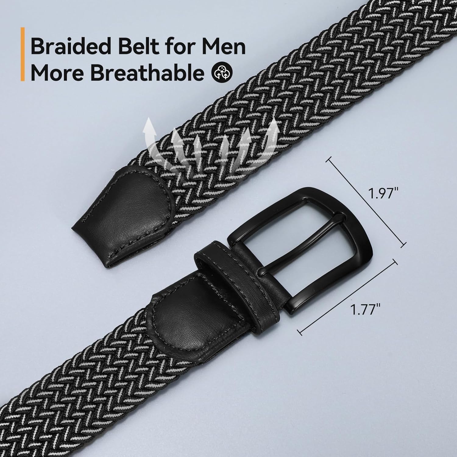 SUOSDEY Men Stretch Braided Belt, Elastic Belt for Jeans Pants Casual Golf Belt 1 3/8" - Image 3