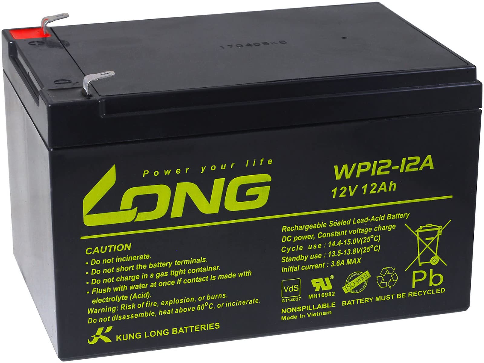 KungLong Ersatzakku für Rollstühle Elektro-Scooter Elektrofahrzeuge 12V 12Ah, 12V, Lead-Acid