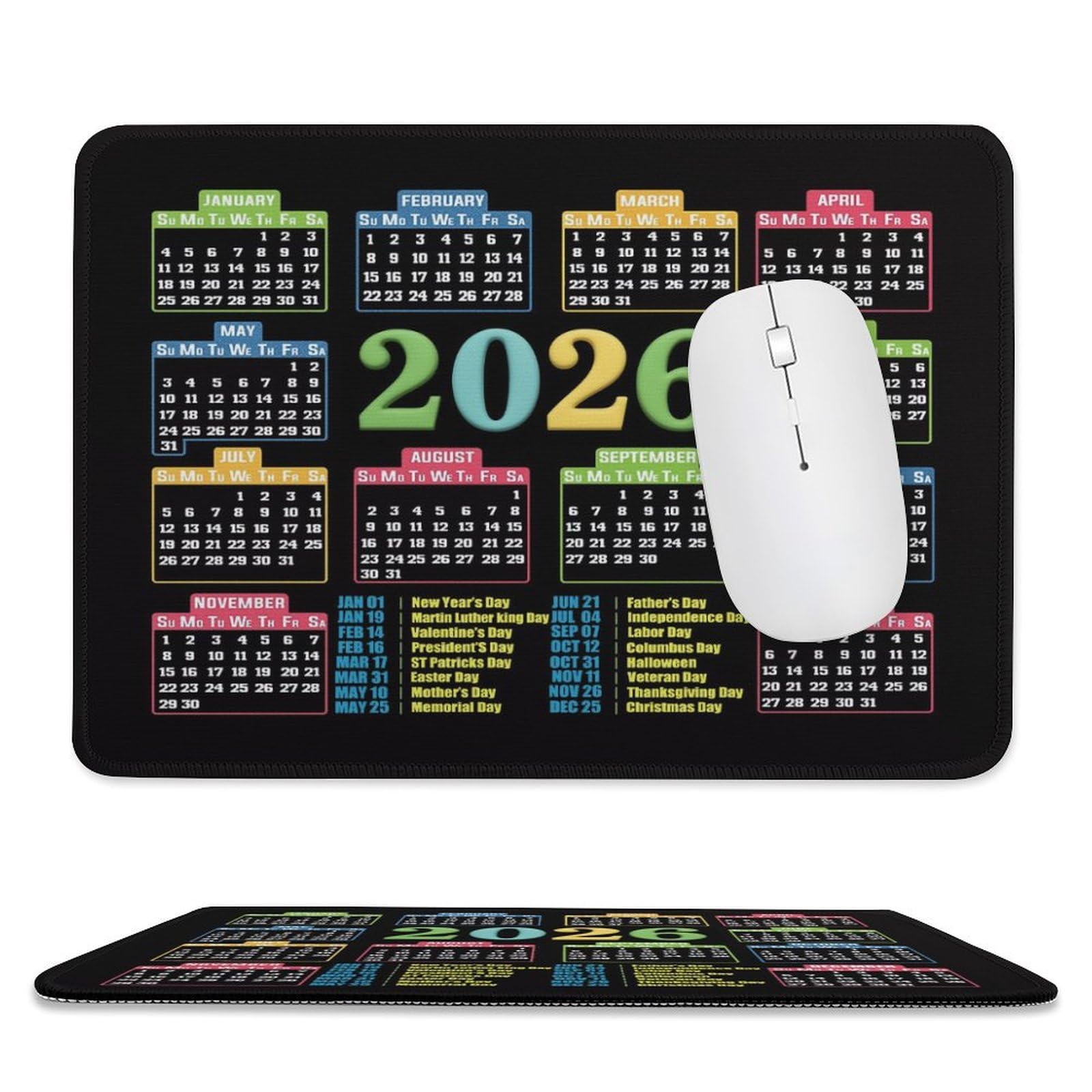 Akcdone Mouse Pad 2026 Calendar Stitched Edge