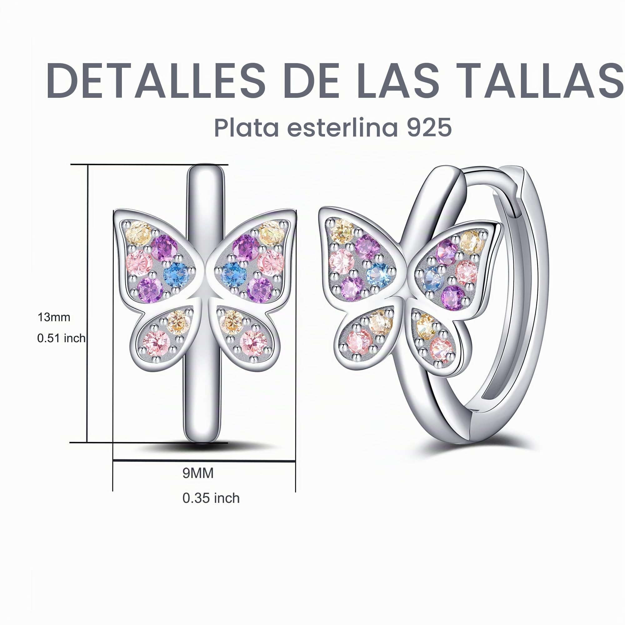 Jrêveinfini Mariposa Pendientes Aro Niña Mujer Plata de ley 925, Pendientes Hipoalergenicos Niña con Caja de Regalo