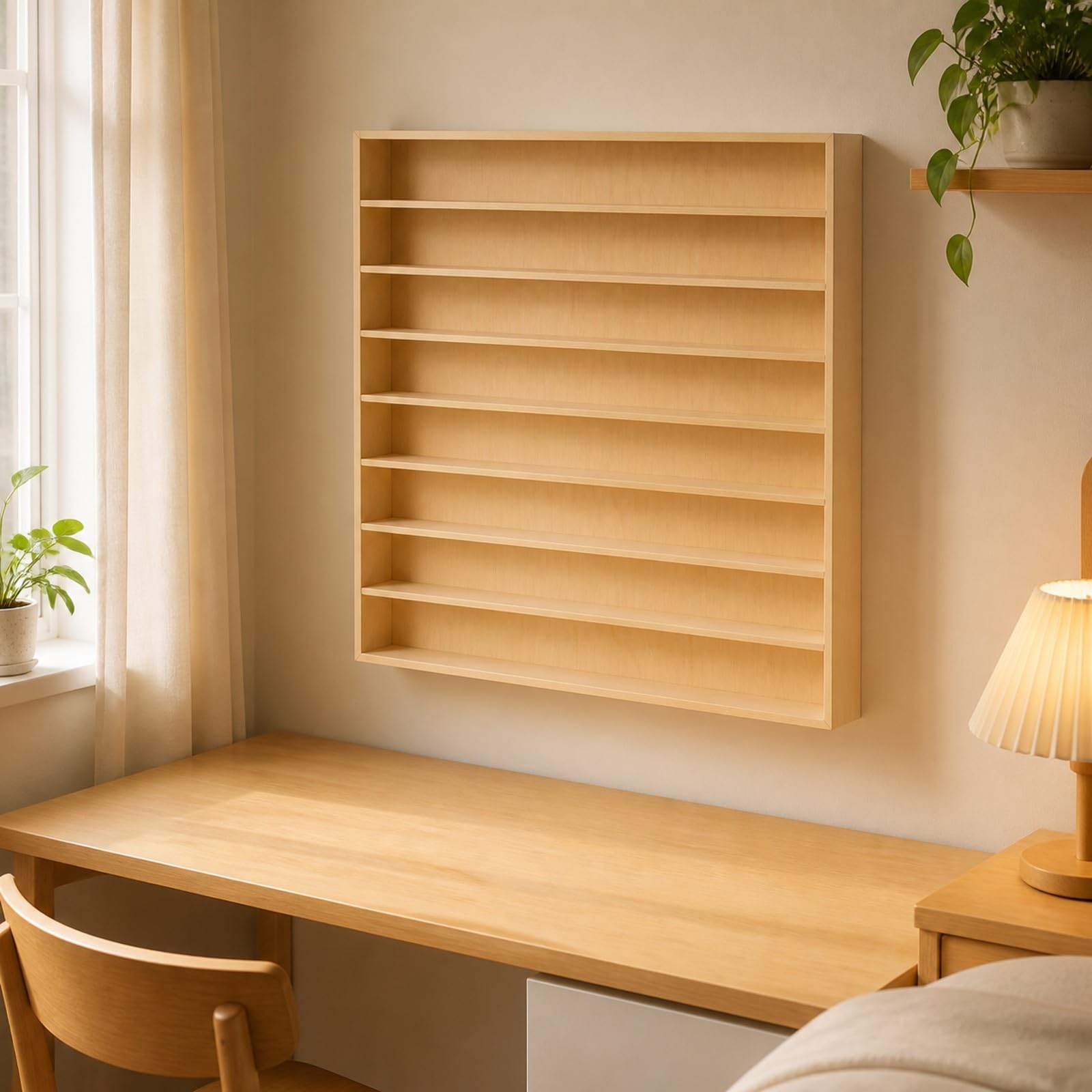harayaa Estanría Expositora Multinivel Práctico Estanría Rectangular Pared corativo para Dormitorio, 8 Rejillas Sin Tapa