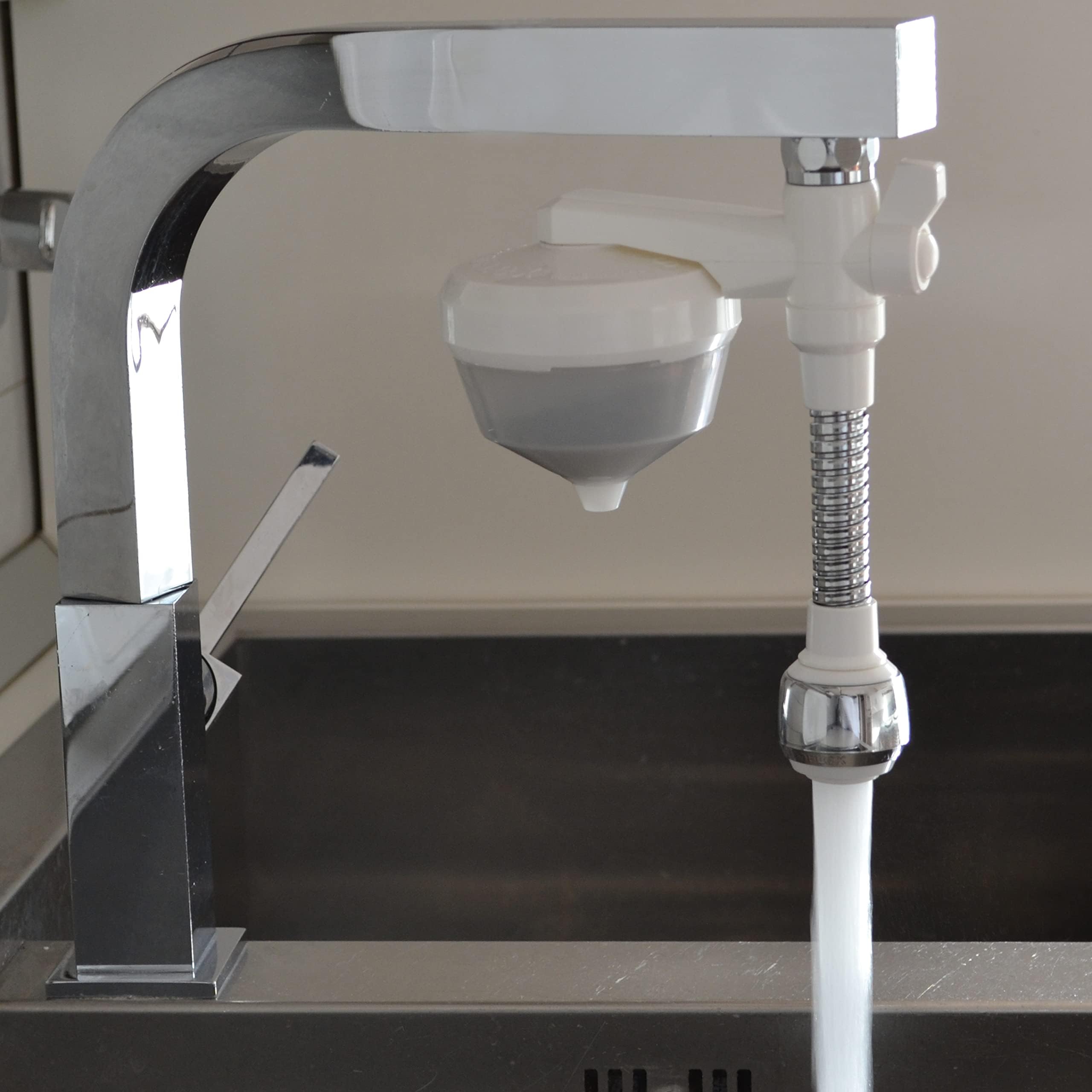 Siroflex 2652/1S Silver UNI 3-A Depuratore Acqua Domestico Made in Italy Con Cannuccia Flessibile Aeratore Doccetta Sirius | Depuratore Acqua Rubinetto | Filtro Acqua Rubinetto Depuratore