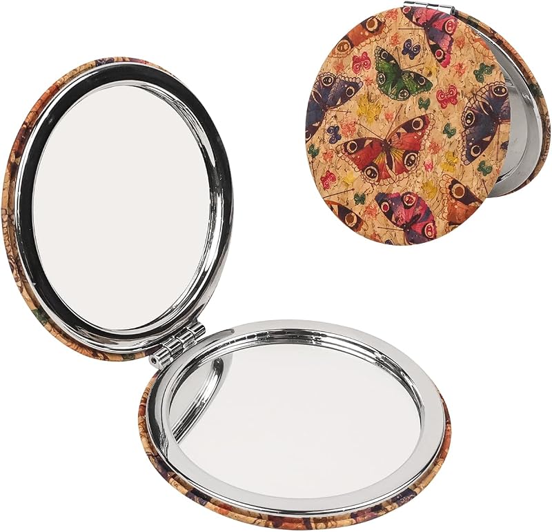 Espelho compacto de bolso Inkiscript com aumento 1X/10X, modelo borboleta, 1 unidade