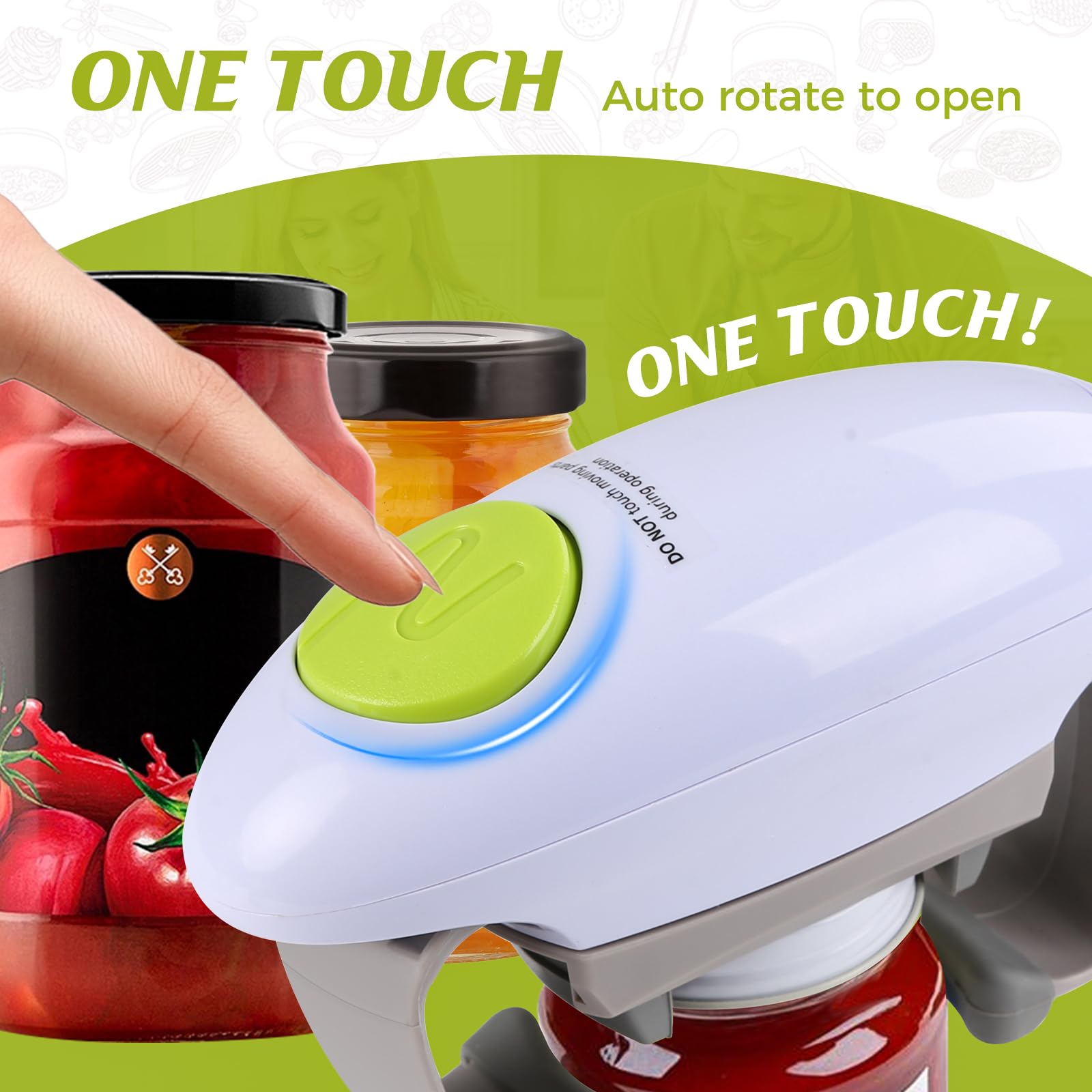 Higher Torque and Automatic Electric Jar Opener,One Touch Jar Opener for Arthritis,Weak Hands and Seniors,Convenient and Useful Kitchen Gadgets,Gifts for Seniors