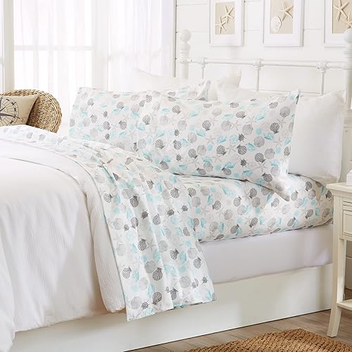 Miniatura 2 de Great Bay Home - Juego de sábanas de microfibra costera, tamaño King, 4 piezas, estampado náutico, sábanas ultrasuaves, resistentes a las arrugas y