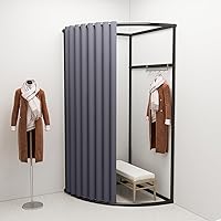 Vista 1 de Lvrunben Vestidor portátil con protección de privacidad, vestidor de esquina de pared en forma de C, vestidor para divisor de habitación, centro