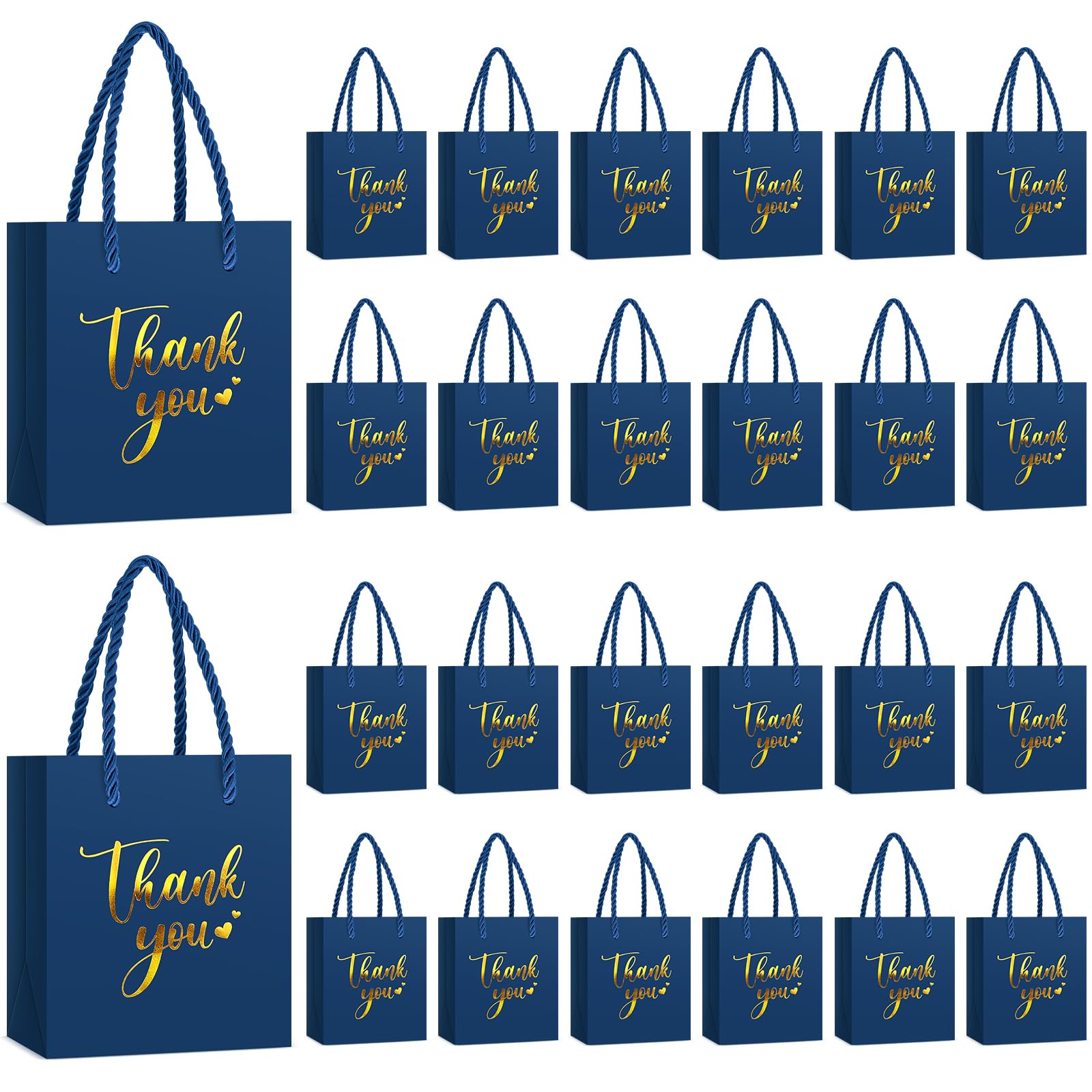 Honoson 30 Pcs Mini Gift Bag with Handle 4 x 2.75 x 4.5'' Small Thank You Bag Foil Paper Tote for Valentine's Day Wedding Baby Shower Birthday