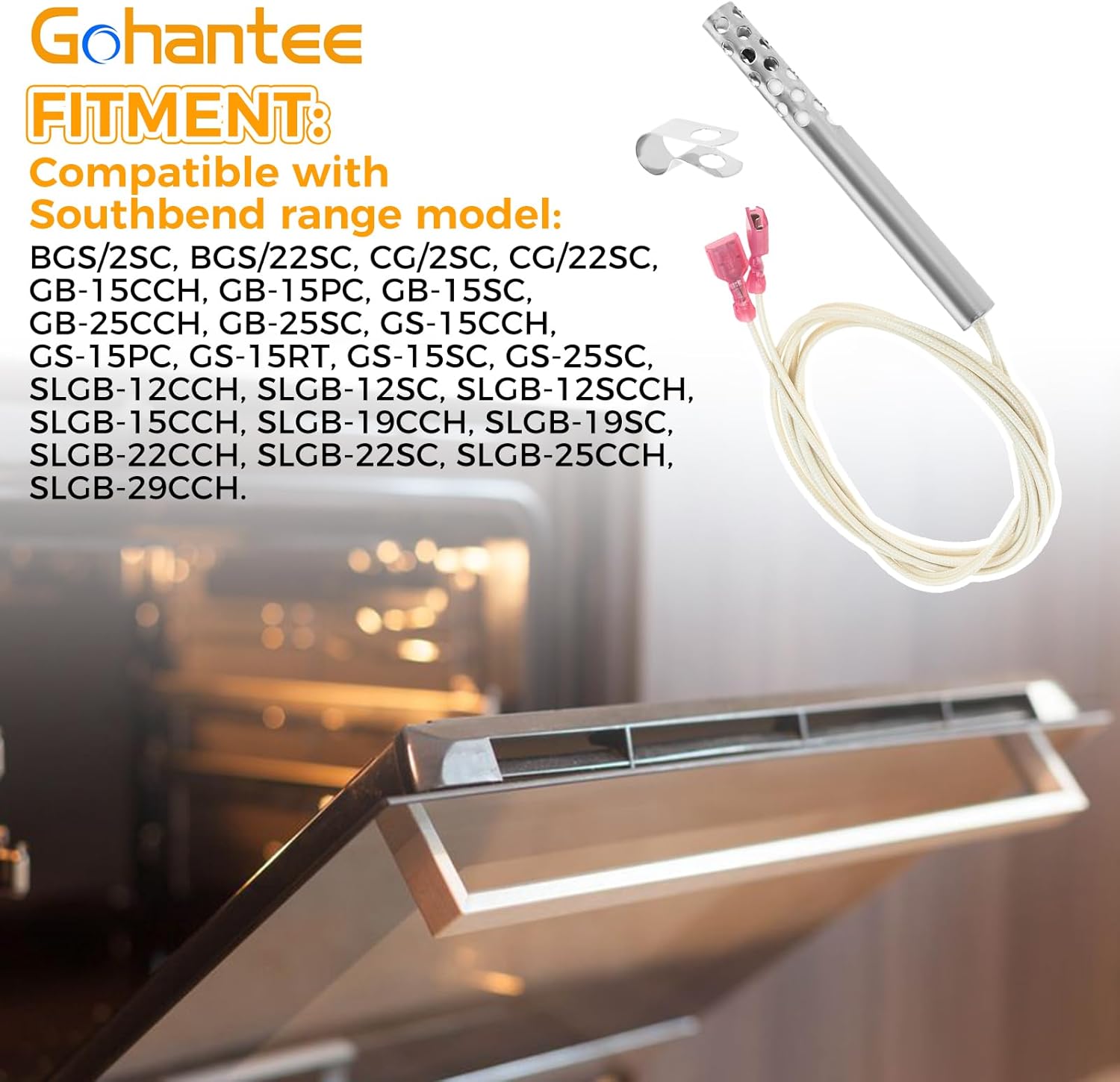gohantee 1183200 Ingitor Hot Surface, Compatible with Southbend Range Model BGS CG GB GS SLGB STRG and More, Replaces 1177545, 41-224, 24 Volt Round Hot Surface Igniter