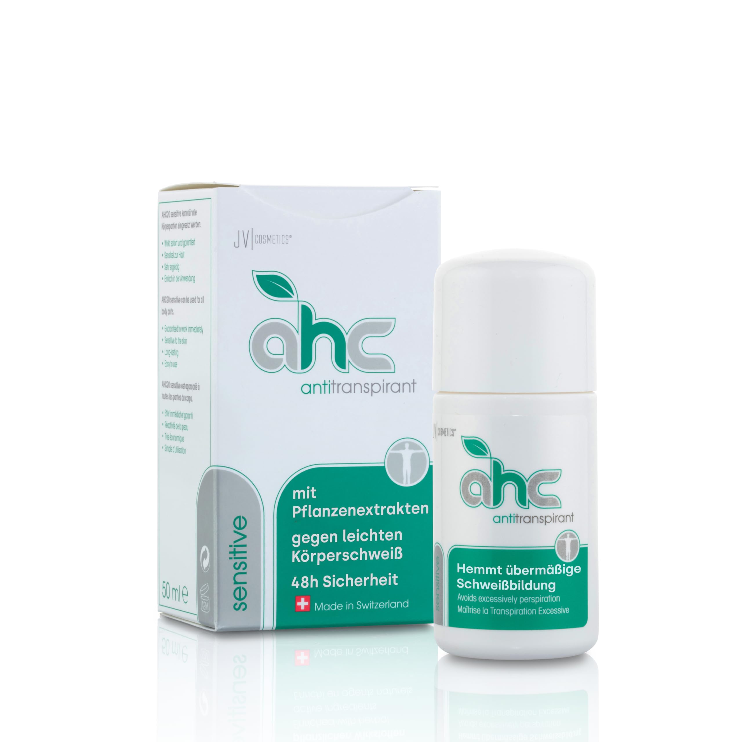 AHC SENSITIVE Antitranspirant Tropfflasche 50ml gegen Schwitzen an Achseln & Körper - Unisex Antiperspirant mit Pflanzenextrakten für empfindliche Haut