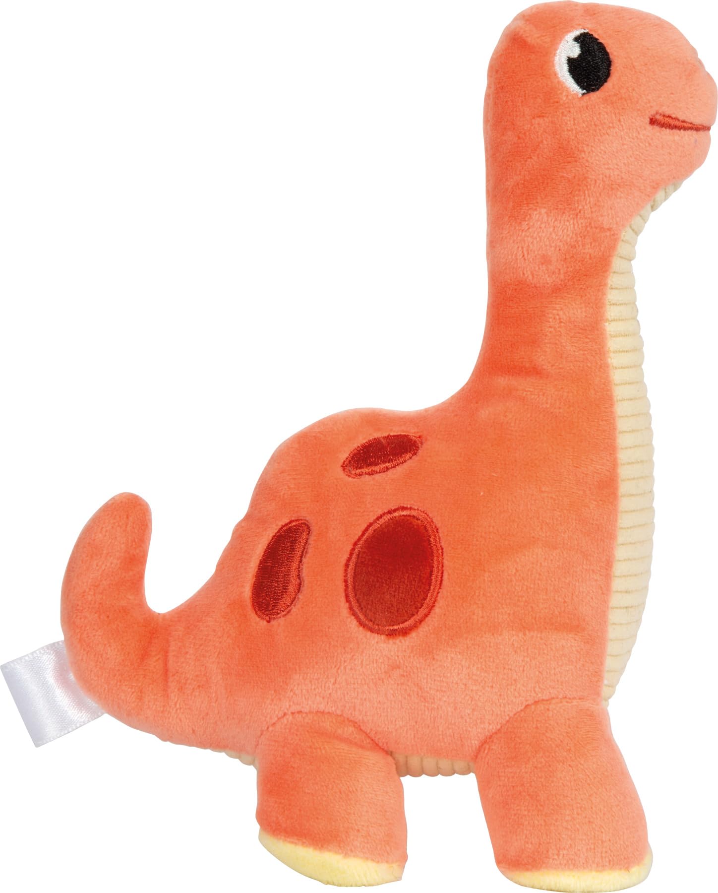 Small Foot Dinosauro Rosso Dino, 19 cm, Tessuto a Coste, Stoffa Come ausilio per la Nanna, Animale di Peluche per Bebè e Bambini Piccoli, 12685, Colore Coloured