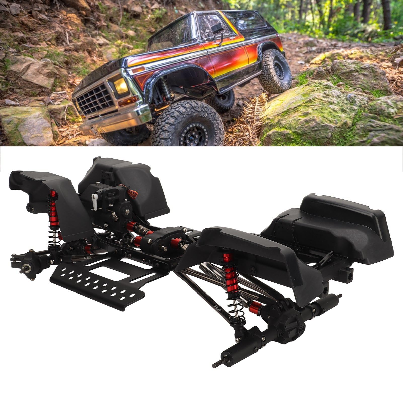 Rama Podwozia RC z Rozstawem Osi 313 Mm z Amortyzatorami 2-biegowa Skrzynia Biegów do Pojazdu Gąsienicowego AXIAL SCX10 1/10