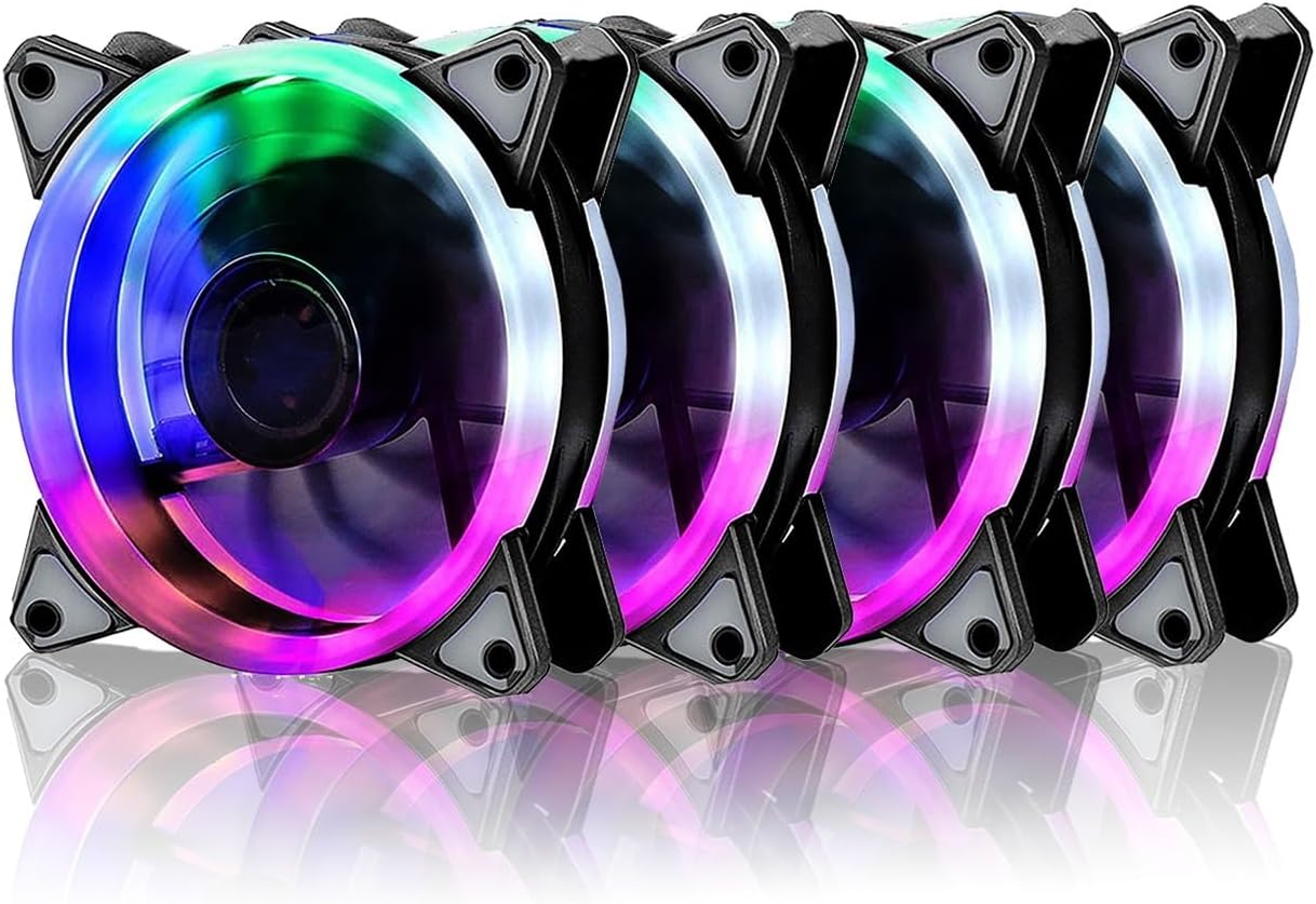 1 Pcs DC 12V 9225 92mm LED Fan 92x92x25mm Double Halo LED Fan 4PIN with Temperature Control CPU GPU Computer Case Cooling Fan(Color:Blue)