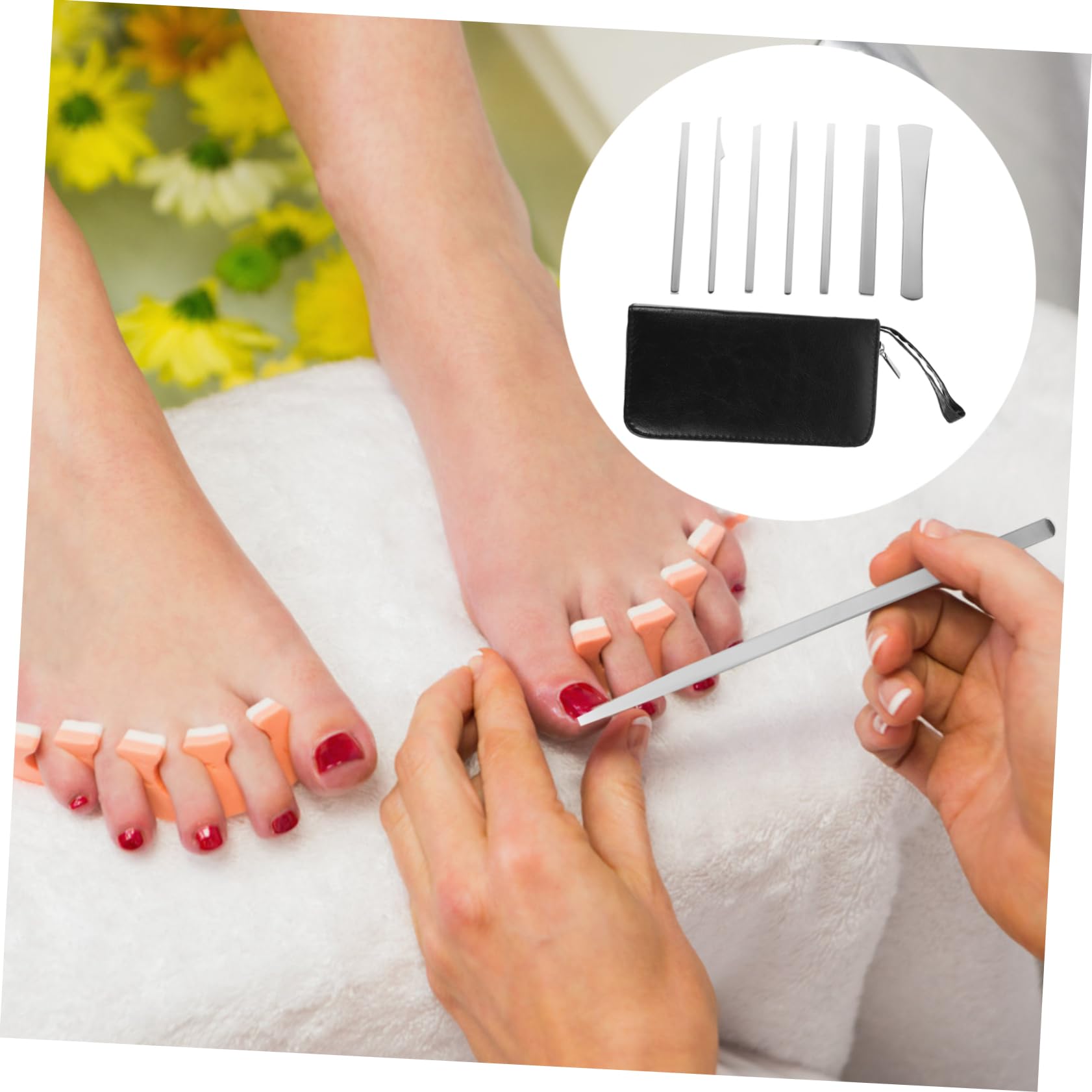 Set Coltelli per Pedicure 7 Pezzi in Acciaio Inox Argento | Uso Professionale e Domestico, Pulizia Mani e Piedi, Rimozione Pelle Secca e Calli