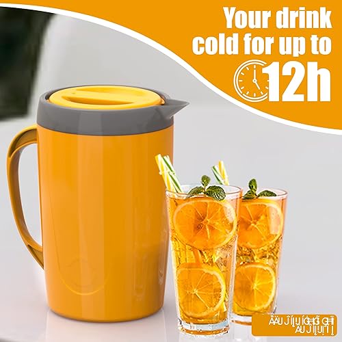 Miniatura 3 de Kit de jarra aislada de doble pared de 67.6 onzas líquidas con tapa + dos tazas Caribe Poliuretano sin BPA Jarras de bebidas frías Mantén tus