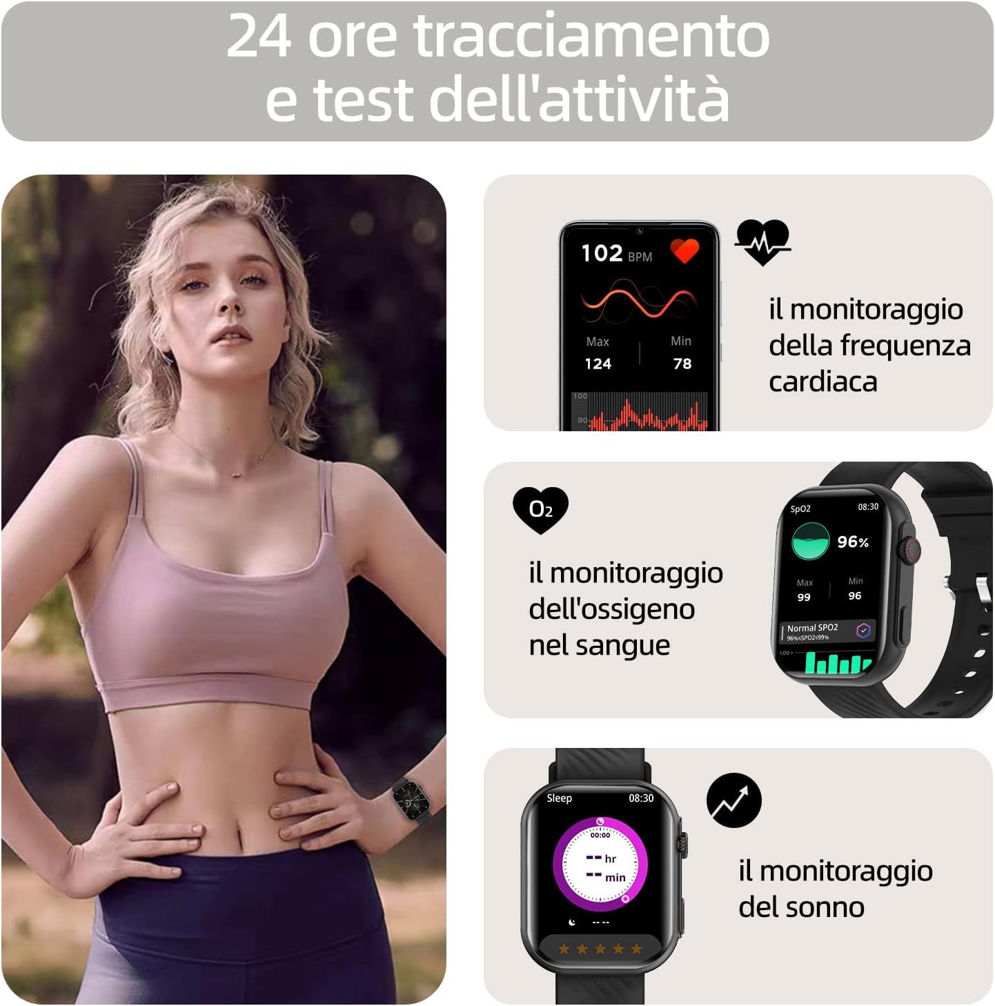 HOLALEI Smartwatch, 2.01 Orologio Intelligente Uomo Donna con Effettua e Rispondi alle Chiamate, Smart Watch con Cardiofrequenzimetro/SpO2, Fitness Tracker 123 Modalità Sportive per Android iOS