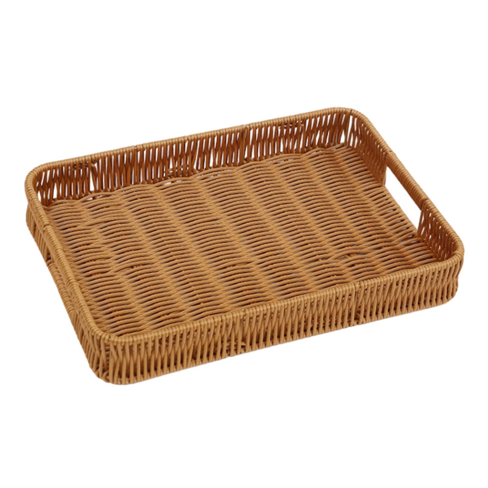 PIXZCSA Hand Woven Serving Tray Storage Basket Beautifully Made To Serve For Every Meal Or Snack Occasion Hand Woven Serving TrayThis Basket Tray Is Made Of, M