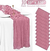 Vista 271 de Showgeous 10 Pack Baby Pink Cheesecloth Table Runner 10FT Long Semi-Sheer Gauze Table Runner Boho or Rustic Wedding Decor for Wedding Decor Arch